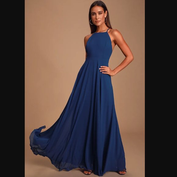 Lulu's Navy Blue Maxi Dress - Picture 1 of 4